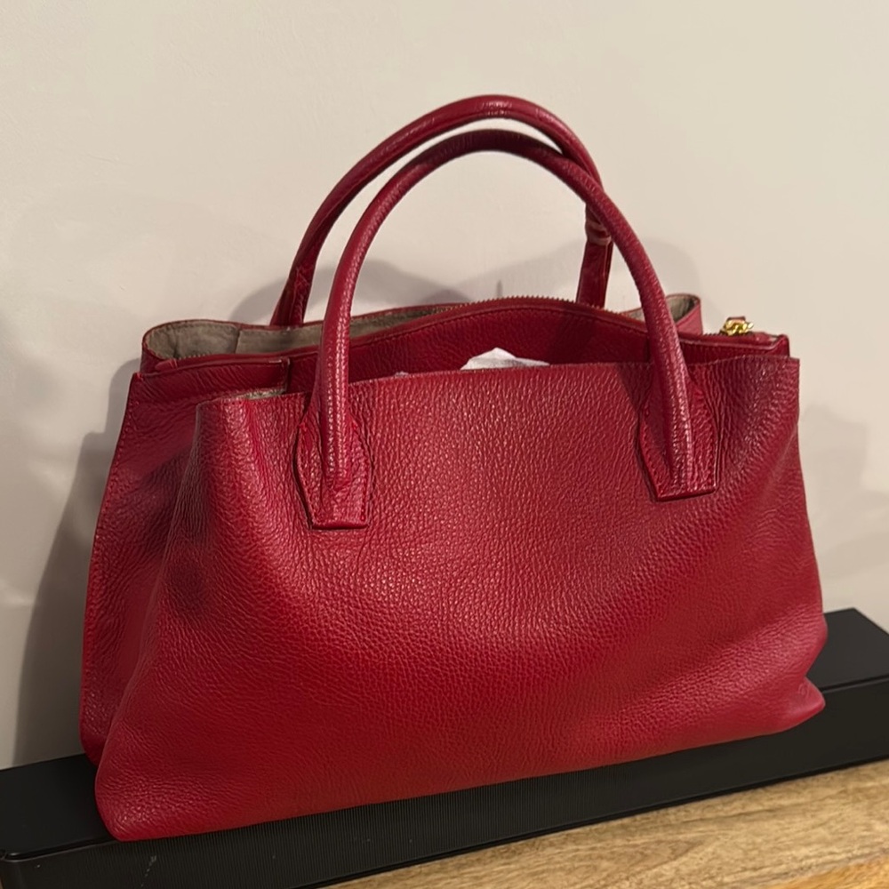 Pebbled Red Leather Handbag